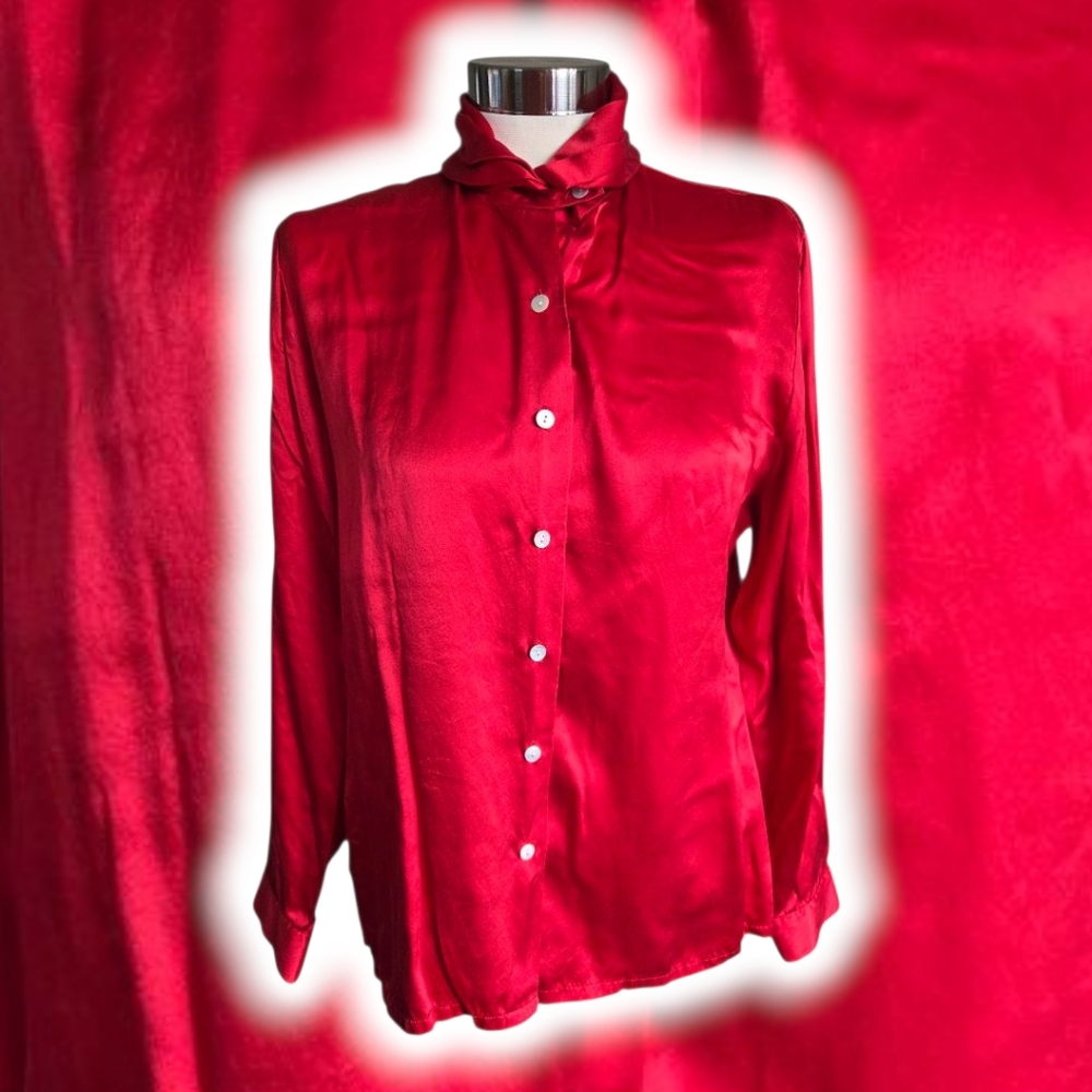 Susan Bristol 100% Silk Button Down Shirt